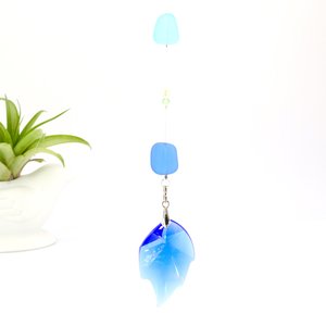 Sun Catcher, Crystal Prism Hanging, Blue Crystal Prism, Sea Glass, Home Decor, Garden, 45mm Crystal, Gift, 2 Dirty Birds Boutique