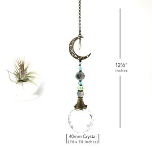 Crescent Moon Sun Catcher - Handmade Rainbow Maker with Large Crystal Sphere, Perfect for Home & Garden Decor, Unique Gift by 2 DirtyBirds