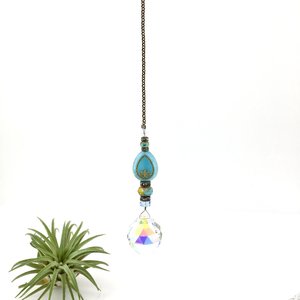 Radiant in Blue, Lotus Sun Catcher, Small Crystal Prism Rainbow Maker, Brighten Your Window or Garden – Artisan Made Gift by 2 DirtyBirds