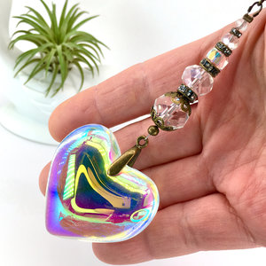 Radiant Puffy Heart - Large Crystal Prism Rainbow Maker, Brighten Your Window or Garden – Handmade Gift by 2 Dirty Birds Boutique