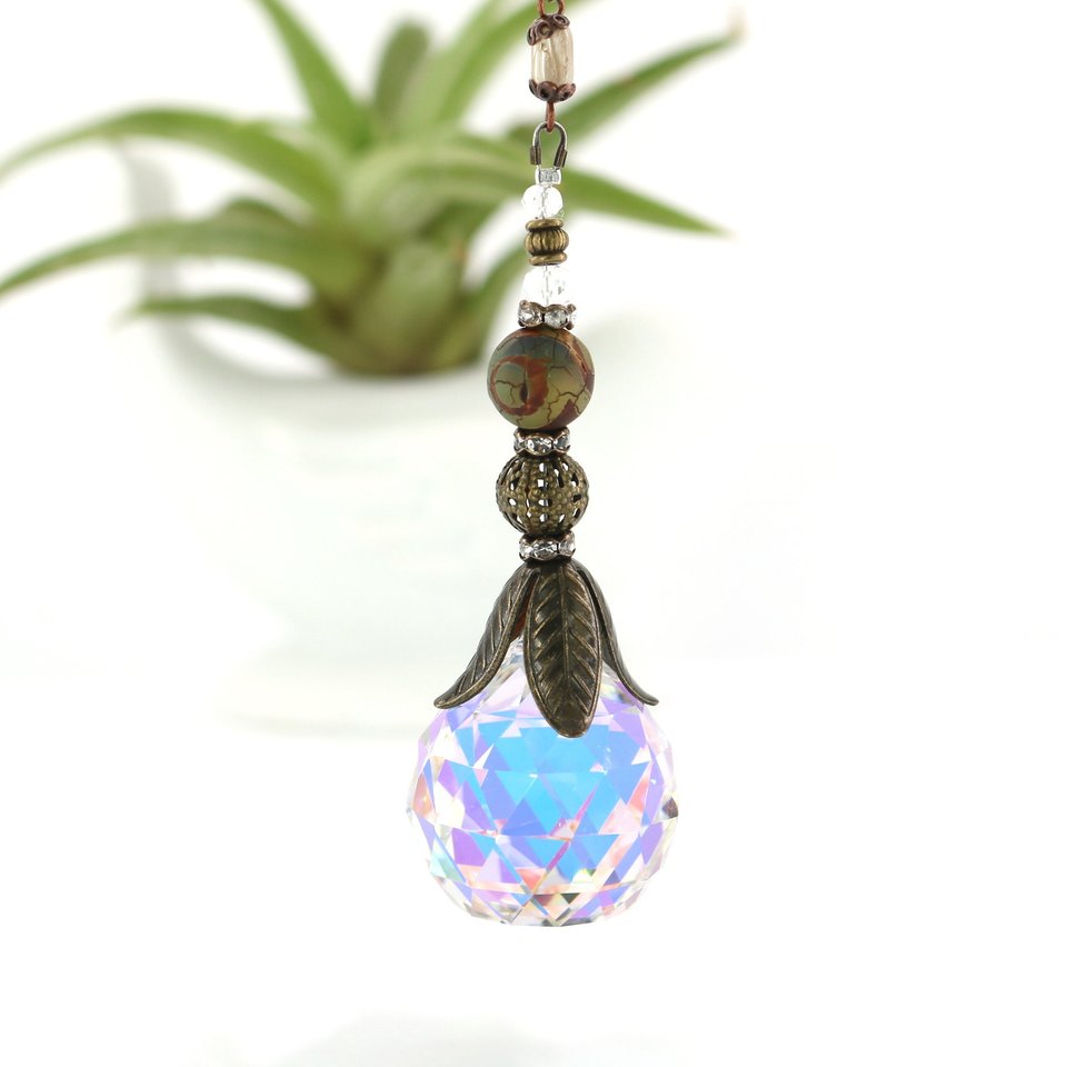 Radiant Boho Window Sun Catcher - 30mm AB Prism Crystal Hanging - Garden Accent - Artisanal Gift by 2 Dirty Birds Boutique