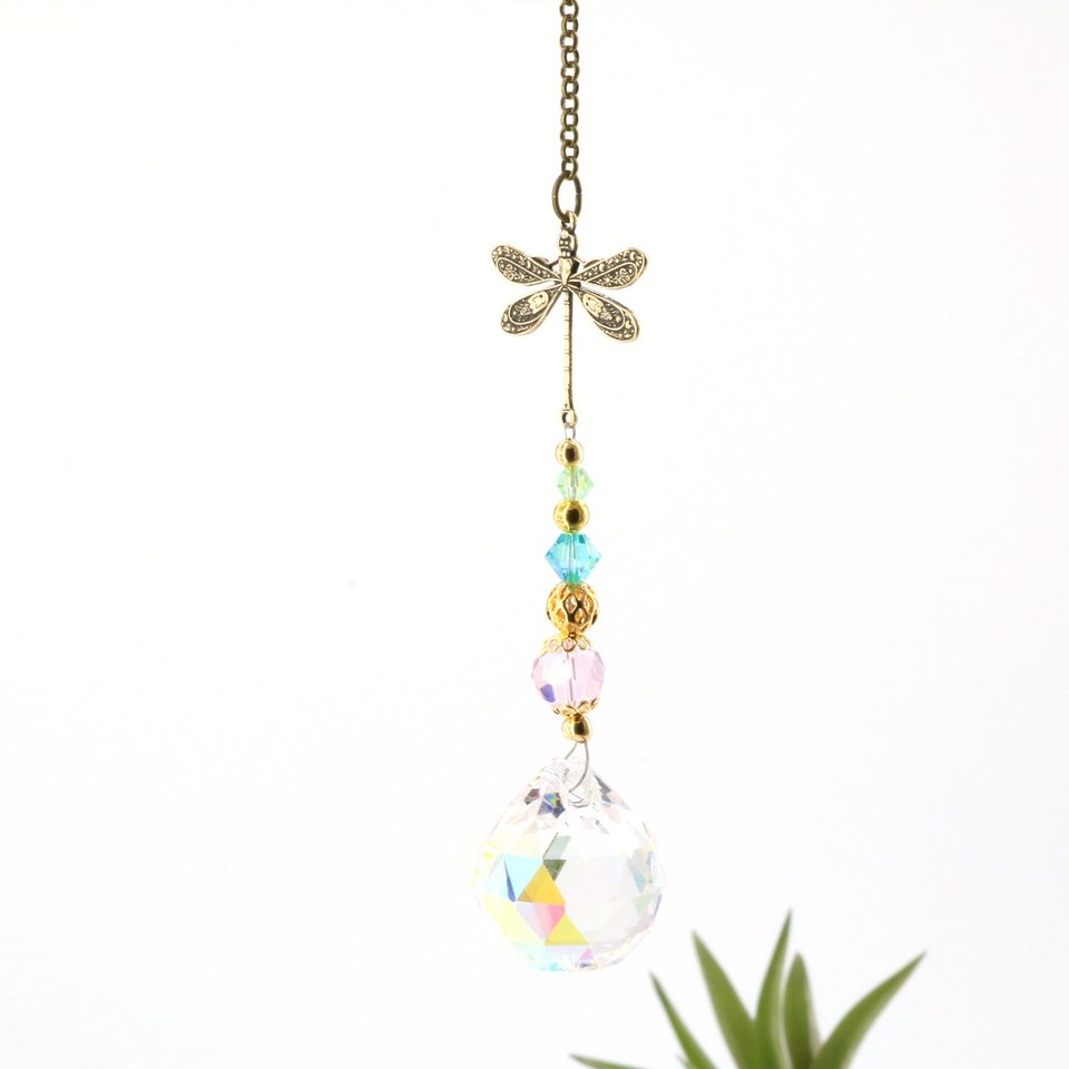 Suncatcher, Sweet Delicate Dragonfly, Rainbow Maker, Window, Garden, Home, Car, 20mm AB, Hanging Crystal Prism, Gift, 2 Dirty Birds Boutique