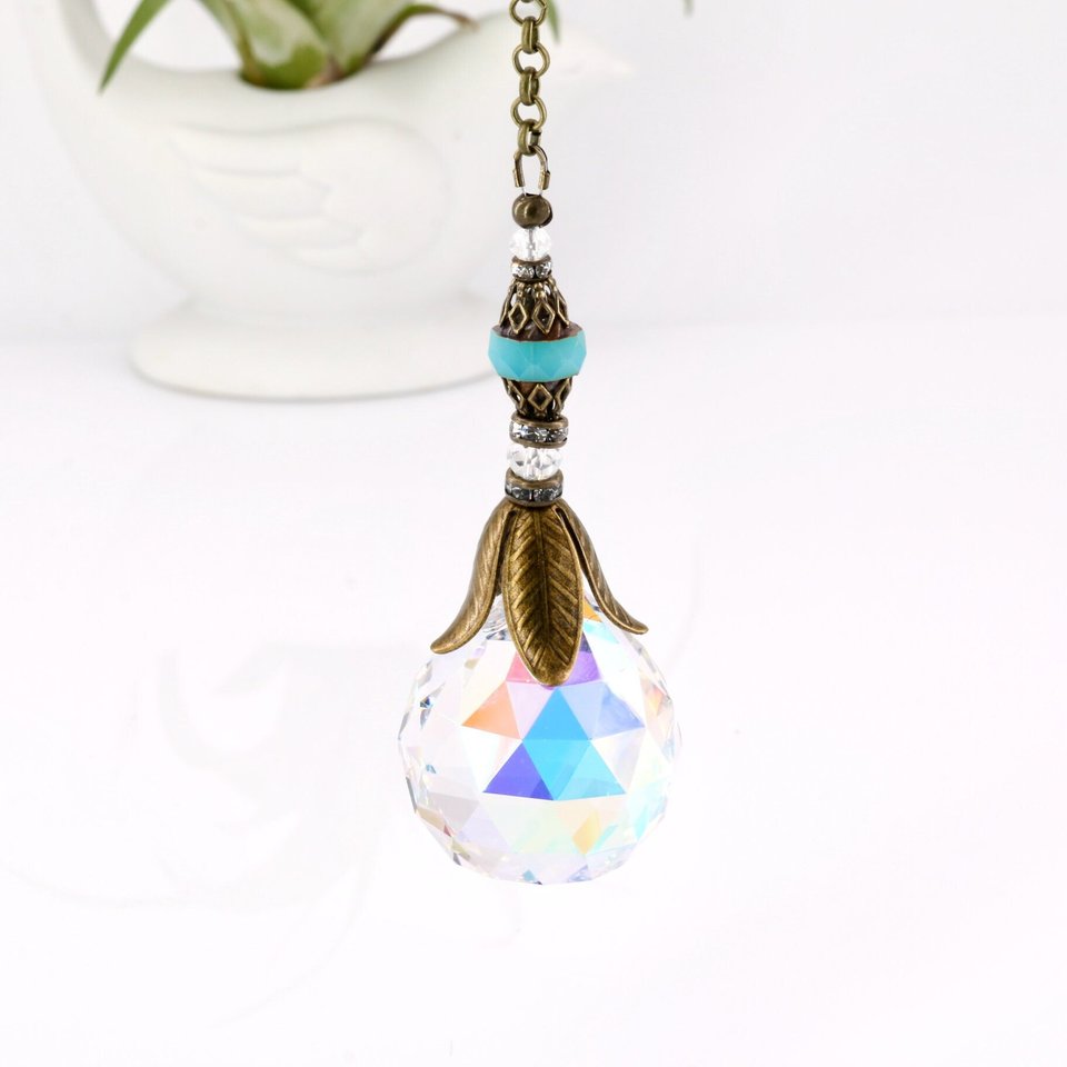 Rainbow Maker Crystal Prism - Medium 30mm AB Sphere, Handcrafted Sun Catcher for Home & Garden, Unique Gift Idea from 2 Dirty Birds Boutique