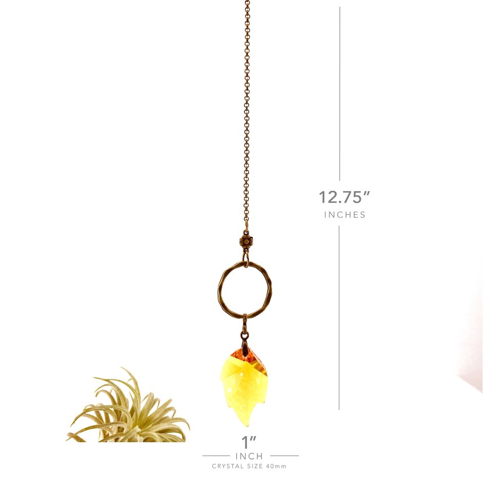 Golden Boho Sun Catcher - 40mm Stamped Strass, Crystal Window Hanging, Rainbow Light Prism, Home or Car Charm, Gift - 2 DirtyBirds Boutique