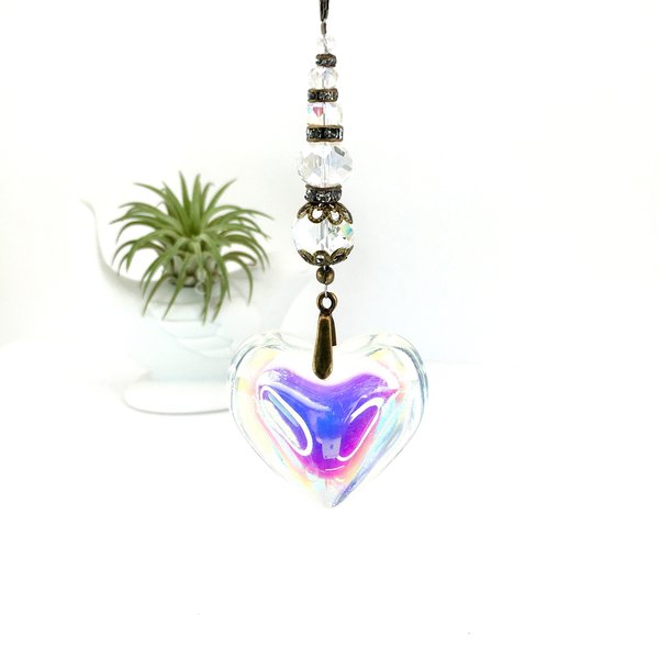 Radiant Puffy Heart - Large Crystal Prism Rainbow Maker, Brighten Your Window or Garden – Handmade Gift by 2 Dirty Birds Boutique