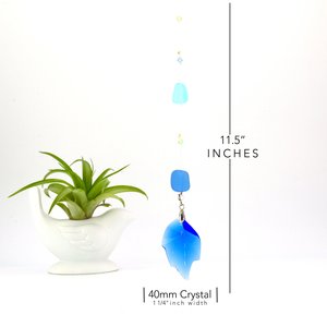 Sun Catcher, Crystal Prism Hanging, Blue Crystal Prism, Sea Glass, Home Decor, Garden, 45mm Crystal, Gift, 2 Dirty Birds Boutique