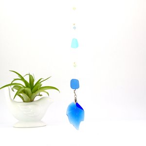 Sun Catcher, Crystal Prism Hanging, Blue Crystal Prism, Sea Glass, Home Decor, Garden, 45mm Crystal, Gift, 2 Dirty Birds Boutique