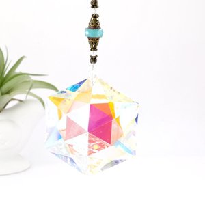 Geometry Crystal Sun Catcher, Crystal Hanging, LG 50mm, Rainbow Maker, Boho, Garden Decor, Window Decor, Gift, 2 Dirty Birds Boutique
