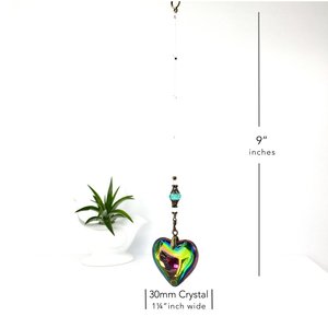Boho Decor, Rainbow Heart, Crystal Hanging, Puffy Heart, Vitrail, SunCatcher, Home, Garden Decor, Gift, Mother's Day, 2 Dirty Birds Boutique