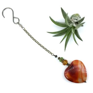 Boho Gemstone Hanging, LG, Agate, Heart, Sun Catcher, Window, Garden, Garden Hanging, Gift, Friend,  2 Dirty Birds Boutique
