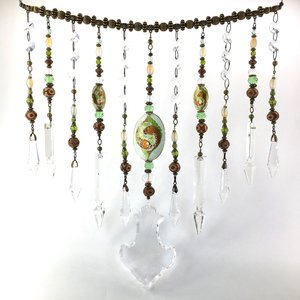 Unique Vintage and New Crystal Hanging, Handmade Beaded Curtain, for Window or Garden