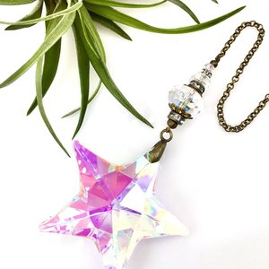 Sun Catcher, Celestial Stellar Star, Rainbow Maker - Crystal Hanging, 40mm AB Crystal, Home, Window, Car, Gift, 2 DirtyBirds Boutique