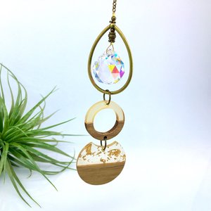 Sun Catcher, Unique, Gold Leaf, Rainbow Maker, Ornament, Crystal Hanging, 20mm, Window Hanging, Car Crystal, Gift, 2 Dirty Birds Boutique