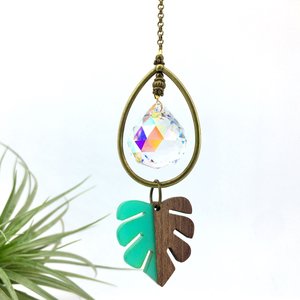 Monstera Leaf, Handmade Sun Catcher, Rainbow Maker, Crystal Hanging, 20mm, Crystal, Window Hanging, Garden, Gift, 2 Dirty Birds Boutique