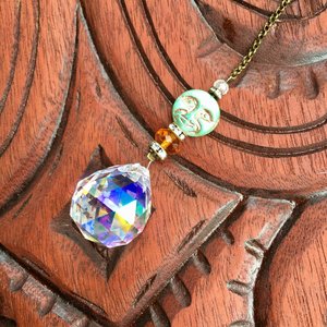 Sun Catcher, Moon Face, Celestial, Rainbow Maker, Crystal Hanging, 20mm AB Prism Sphere, Window, Garden, Gift, 2 Dirty Birds Boutique