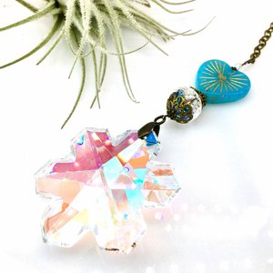 Very Large, Snowflake Crystal Sun Catcher for Window, Unique, 50mm, Boho Hanging, Rainbow Maker, Home, Garden, Gift, 2 DirtyBirds Boutique