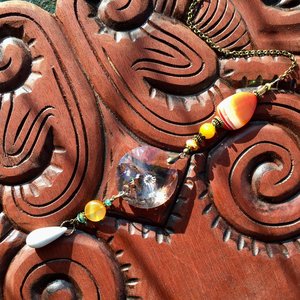 Sun Catcher, Warm Colored Gemstones, Agate, Crystal Prism Hanging, Rainbow Maker, Boho, Window Hanging, Garden, Gift, 2 DirtyBirds Boutique