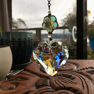 Heart Prism Sun Catcher - 50mm Thick Faceted Crystal, Window & Garden Bohemian Decor, Memorable Gift from 2 Dirty Birds Boutique