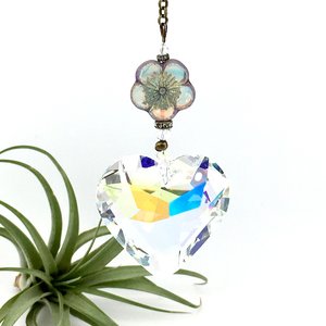 Heart Prism Sun Catcher - 50mm Thick Faceted Crystal, Window & Garden Bohemian Decor, Memorable Gift from 2 Dirty Birds Boutique