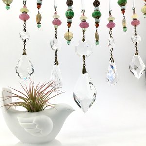 Unique, Crystal Curtain Hanging, Crystal Sun Catcher, Gemstones, Handmade Beaded Curtain, Window Decor, Garden, Home, Gift, 2 Dirty Birds