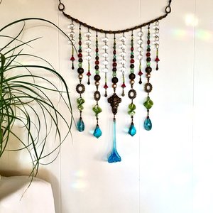 Vintage Murano Beaded Curtain - Vibrant Handmade Boho Crystal Hanging for Home & Garden Decor, Unique Gift Idea