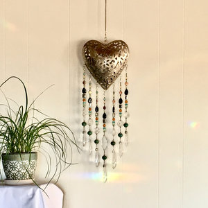 Beaded Lantern Chandelier, Heart-Shaped Handcrafted Light Fixture, Romantic Home Decor, Unique Wedding Gift, 2 Dirty Birds Boutique