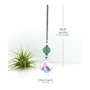 Blue Flower Crystal Suncatcher: Rainbow Prism, Czech Glass Beads