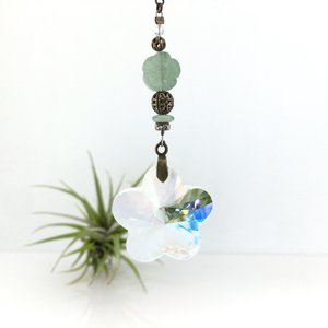 Sweet Flower Crystal Sun Catcher with Aventurine Gemstone - Brighten Your Window or Garden