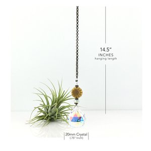Sunflower Crystal Sun Catcher: 20mm Asfour Rainbow Prism, Czech Glass Beads, Handmade