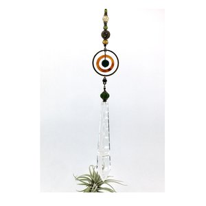 Gemstone Sun Catcher: Vintage Crystal Prism, Agate & Jade