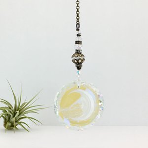 Moon Face Crystal Suncatcher: Rainbow Prism Window Hanging