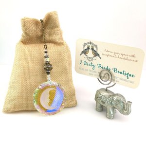 Moon Face Crystal Suncatcher: Rainbow Prism Window Hanging