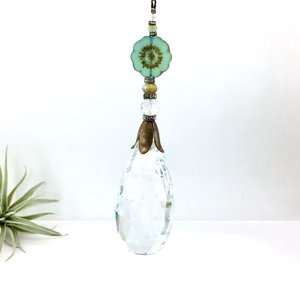Crystal Sun Catcher: Rainbow Prism with Austrian & Czech Glass Beads