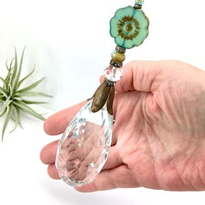 Crystal Sun Catcher: Rainbow Prism with Austrian & Czech Glass Beads