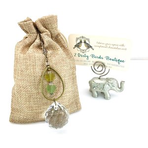 Bohemian Crystal Sun Catcher: Czech Glass Leaf Beads, Antique Bronze