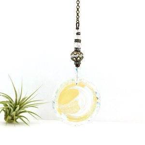 Moon Face Crystal Suncatcher: Rainbow Prism Window Hanging
