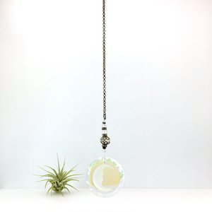Moon Face Crystal Suncatcher: Rainbow Prism Window Hanging