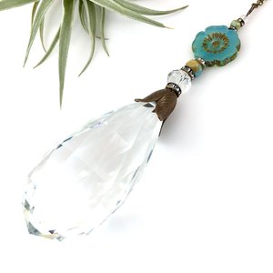 Crystal Sun Catcher: Rainbow Prism with Austrian & Czech Glass Beads