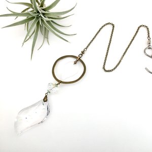 Crystal Prism Suncatcher with Vintage Leaf: Handmade Window Garden Hanging