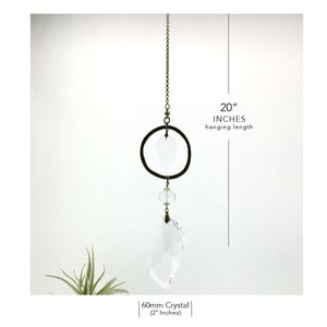 Crystal Prism Suncatcher with Vintage Leaf: Handmade Window Garden Hanging