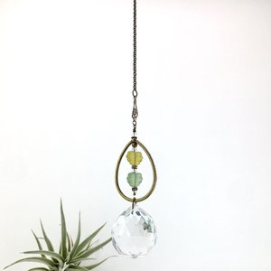 Bohemian Crystal Sun Catcher: Czech Glass Leaf Beads, Antique Bronze