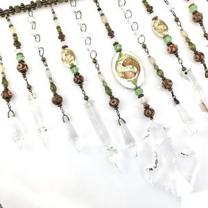 Unique Vintage and New Crystal Hanging, Handmade Beaded Curtain, for Window or Garden