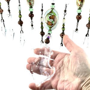 Unique Vintage and New Crystal Hanging, Handmade Beaded Curtain, for Window or Garden