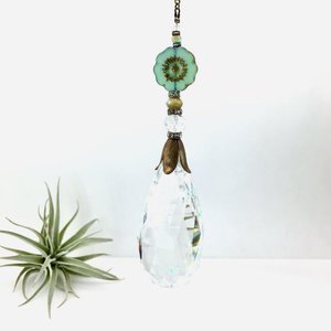 Crystal Sun Catcher: Rainbow Prism with Austrian & Czech Glass Beads