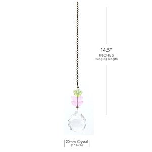 Flower Crystal Sun Catcher: 20mm Rainbow Prism Sphere, Pastel Czech Glass, Handmade
