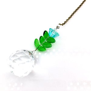 Flower Crystal Sun Catcher: 20mm Rainbow Prism Sphere, Czech Glass, Handmade