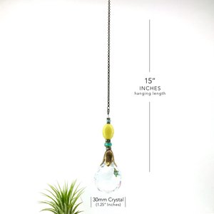 Lemon Jade Crystal Sun Catcher: 30mm Rainbow Prism Window Garden Decor