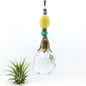 Lemon Jade Crystal Sun Catcher: 30mm Rainbow Prism Window Garden Decor