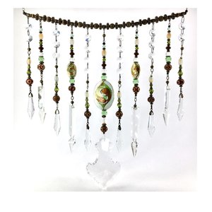 Unique Vintage and New Crystal Hanging, Handmade Beaded Curtain, for Window or Garden