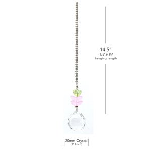 Flower Crystal Sun Catcher: 20mm Rainbow Prism Sphere, Czech Glass Beads, Handmade